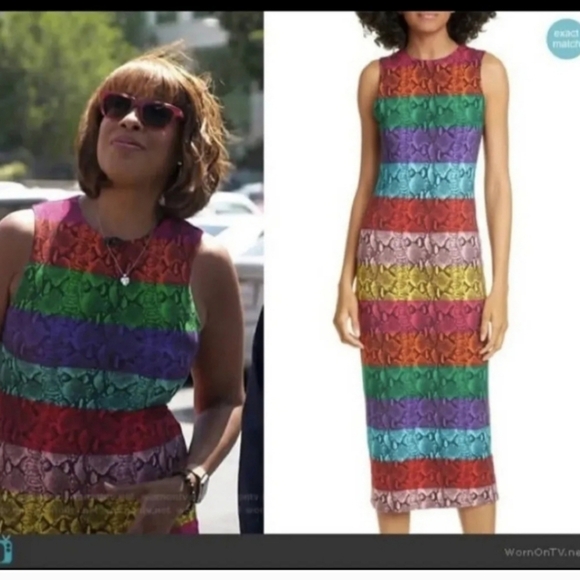 Alice + Olivia Delora Rainbow Snake Print Midi Dress Size 0 NWT $395 - Picture 8 of 14